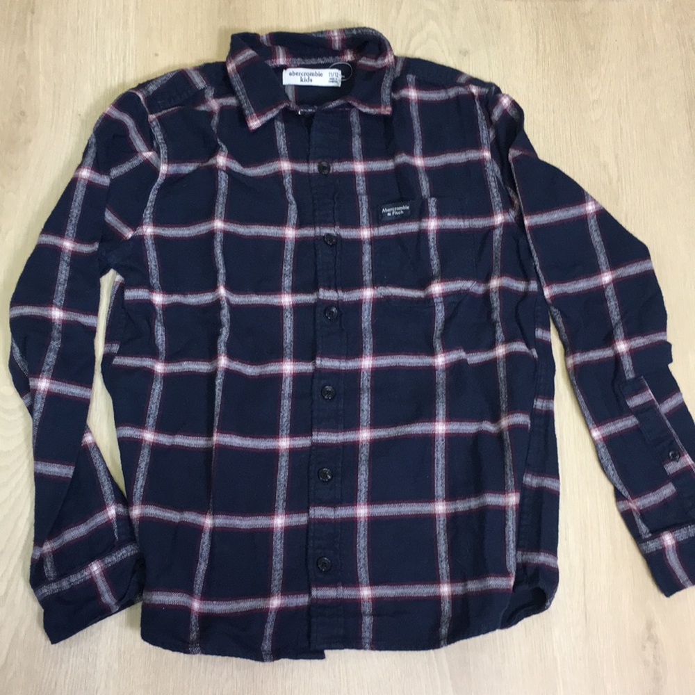 Abercrombie Kids 11/12 NWOT Navy, White & Pink Checkered Plaid Shirt